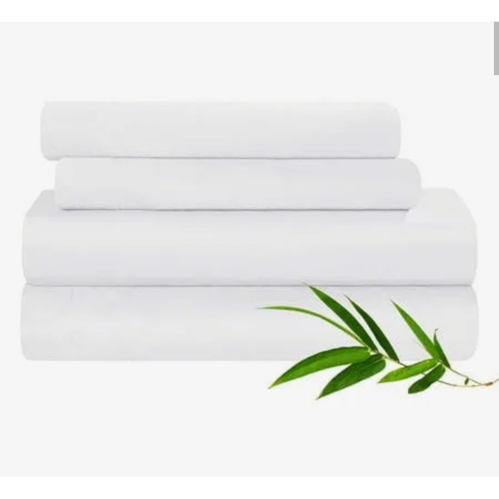 Cal King 100% Rayon from Bamboo Sheet Set White 300 Thread Count 4Pc By Cocosity